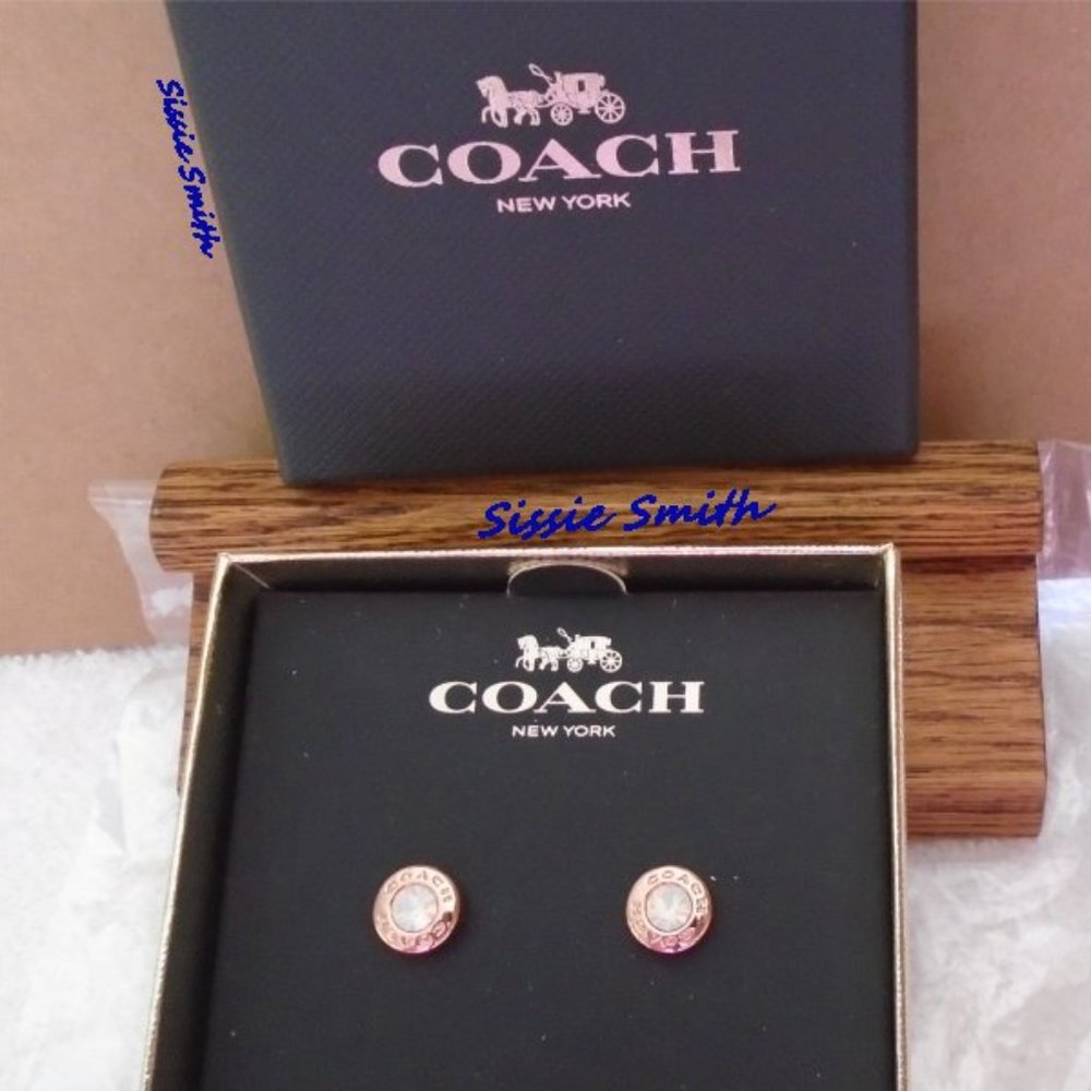 Coach Open Circle Stone Strand Earrings